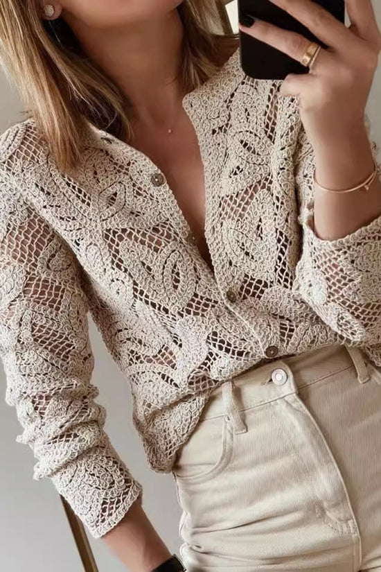 Elegant Knit Long Sleeve Blouse