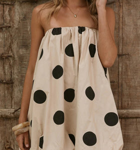 Polka Dot Strapless Casual Dress