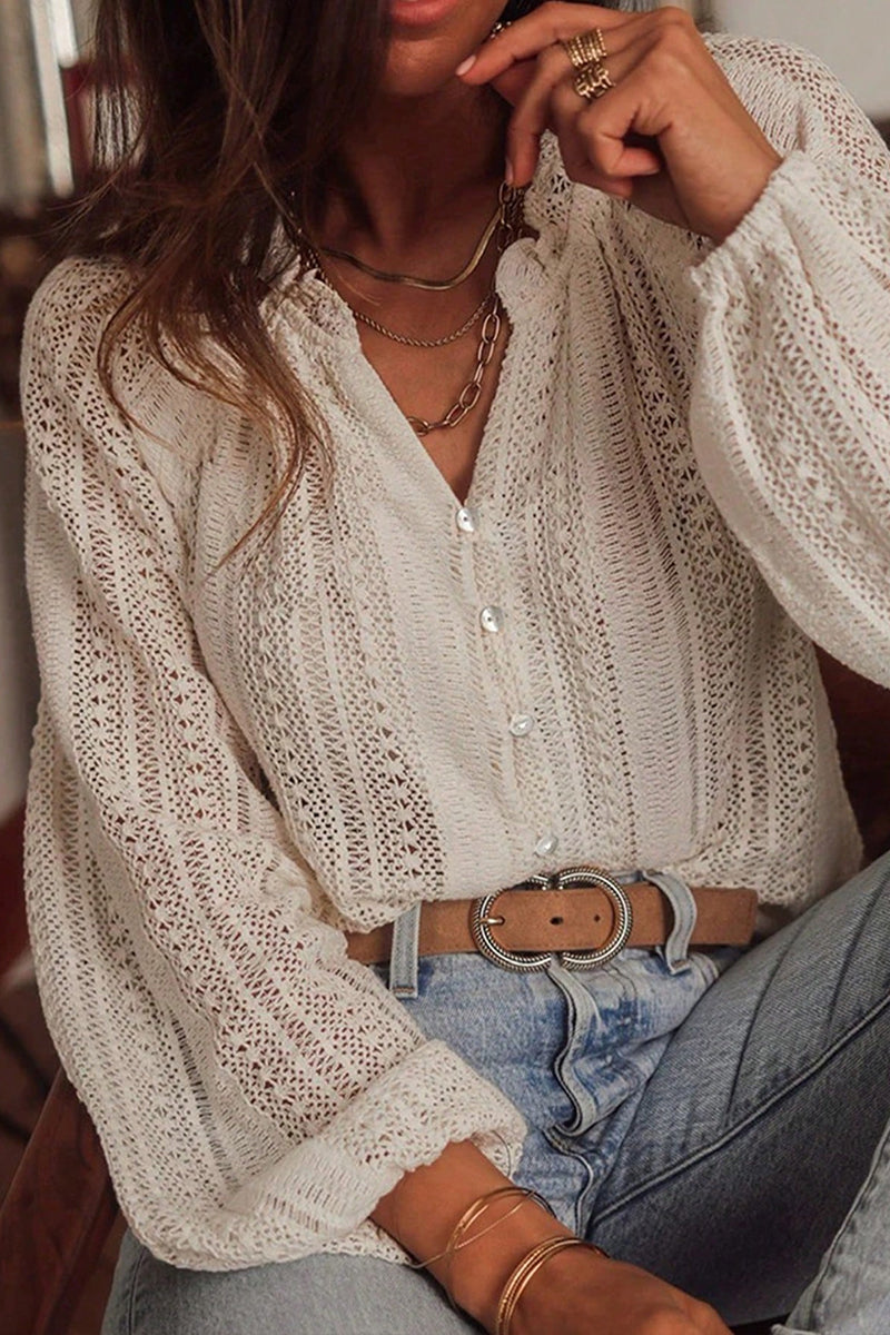 Textured Button-Up Blouse