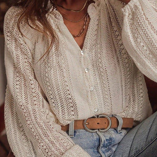 Textured Button-Up Blouse