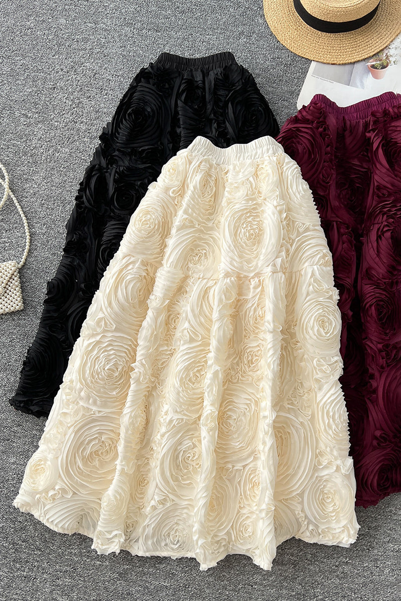 Floral Textured Midi Skirt