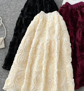 Floral Textured Midi Skirt