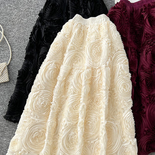 Floral Textured Midi Skirt