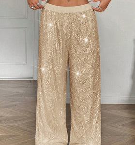 Sparkling Wide-Leg Casual Pants
