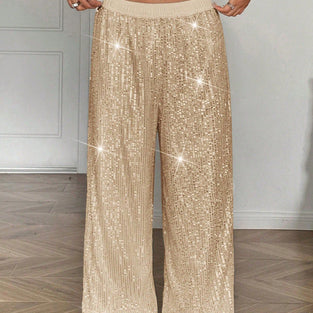 Sparkling Wide-Leg Casual Pants
