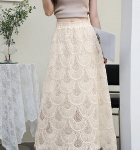Elegant Scalloped Midi Skirt