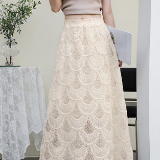 Elegant Scalloped Midi Skirt