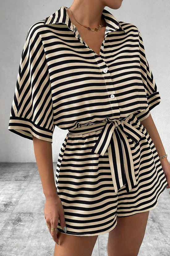 Striped Belted Romper