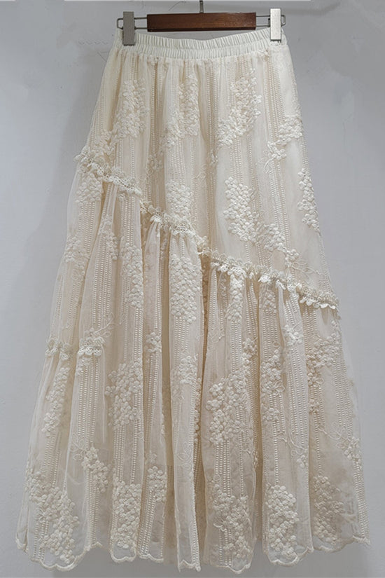 Elegant Lace Midi Skirt