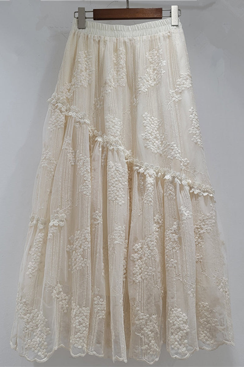 Elegant Lace Midi Skirt