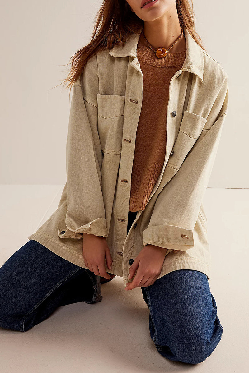 Oversized Denim Jacket with Pocket Detail