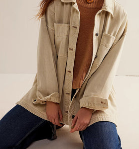 Oversized Denim Jacket with Pocket Detail