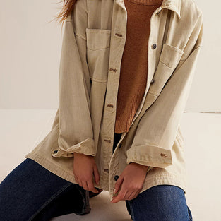 Oversized Denim Jacket with Pocket Detail