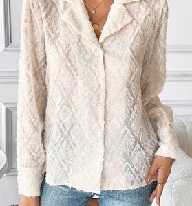 Textured Button-Up Blouse