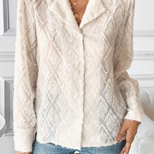 Textured Button-Up Blouse