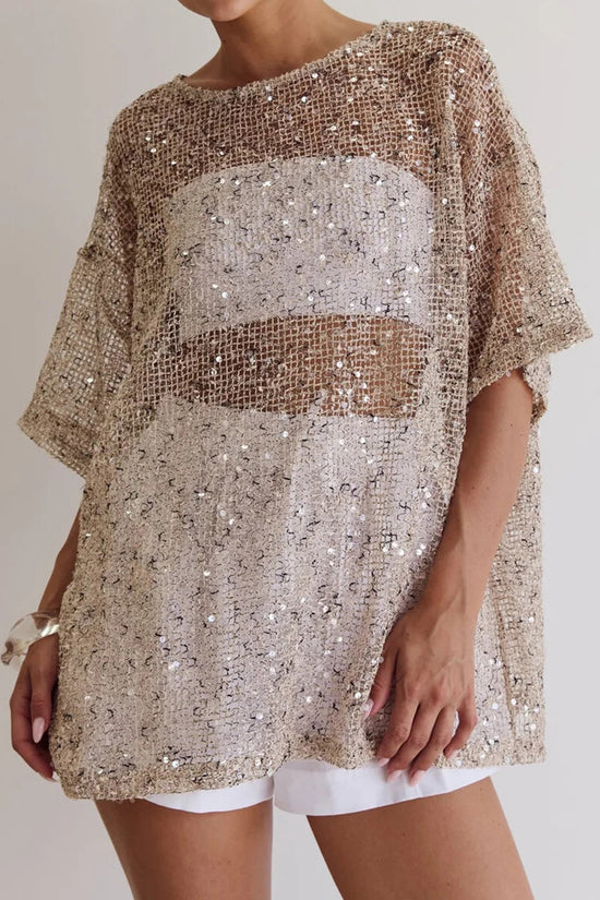 Sequined Sheer Cover-Up Top