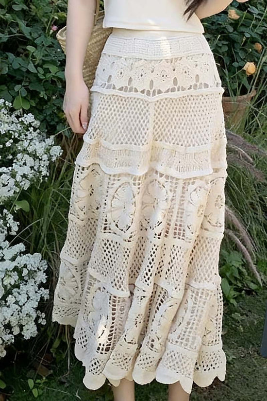 Elegant Lace A-Line Midi Skirt