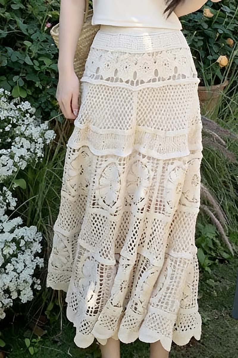 Elegant Lace A-Line Midi Skirt