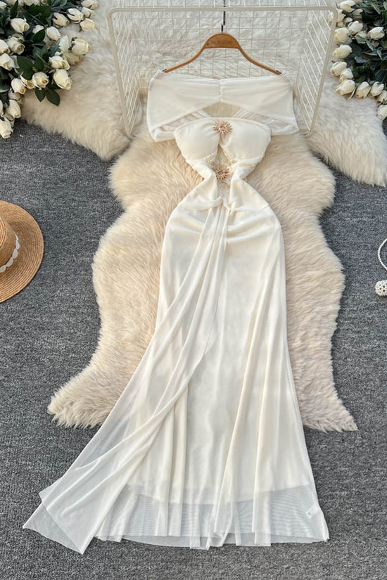 Elegant Sleeveless Draped Long Dress