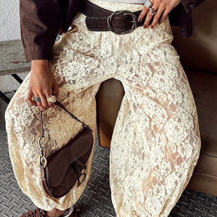 Elegant Lace Casual Pants
