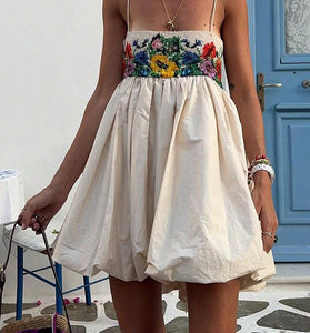 Print Strap Casual Bubble Dress