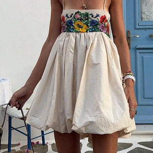 Print Strap Casual Bubble Dress