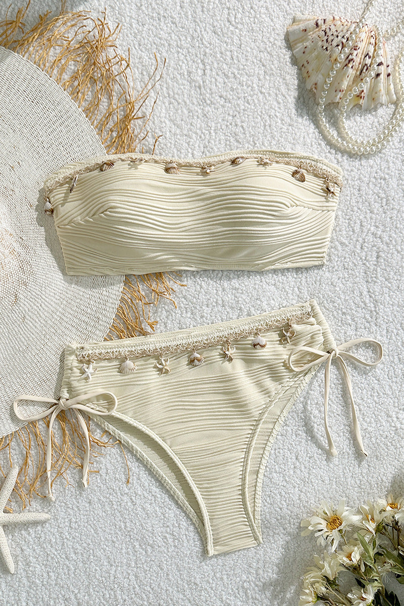 Shell-Embellished Bandeau Bikini Set