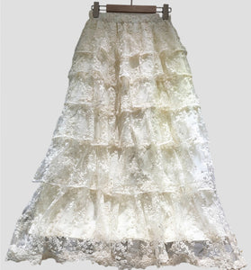 Layered Lace Midi Skirt