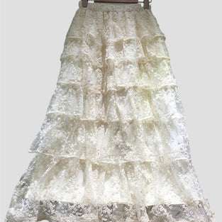 Layered Lace Midi Skirt