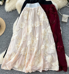 Floral Detail Midi Skirt