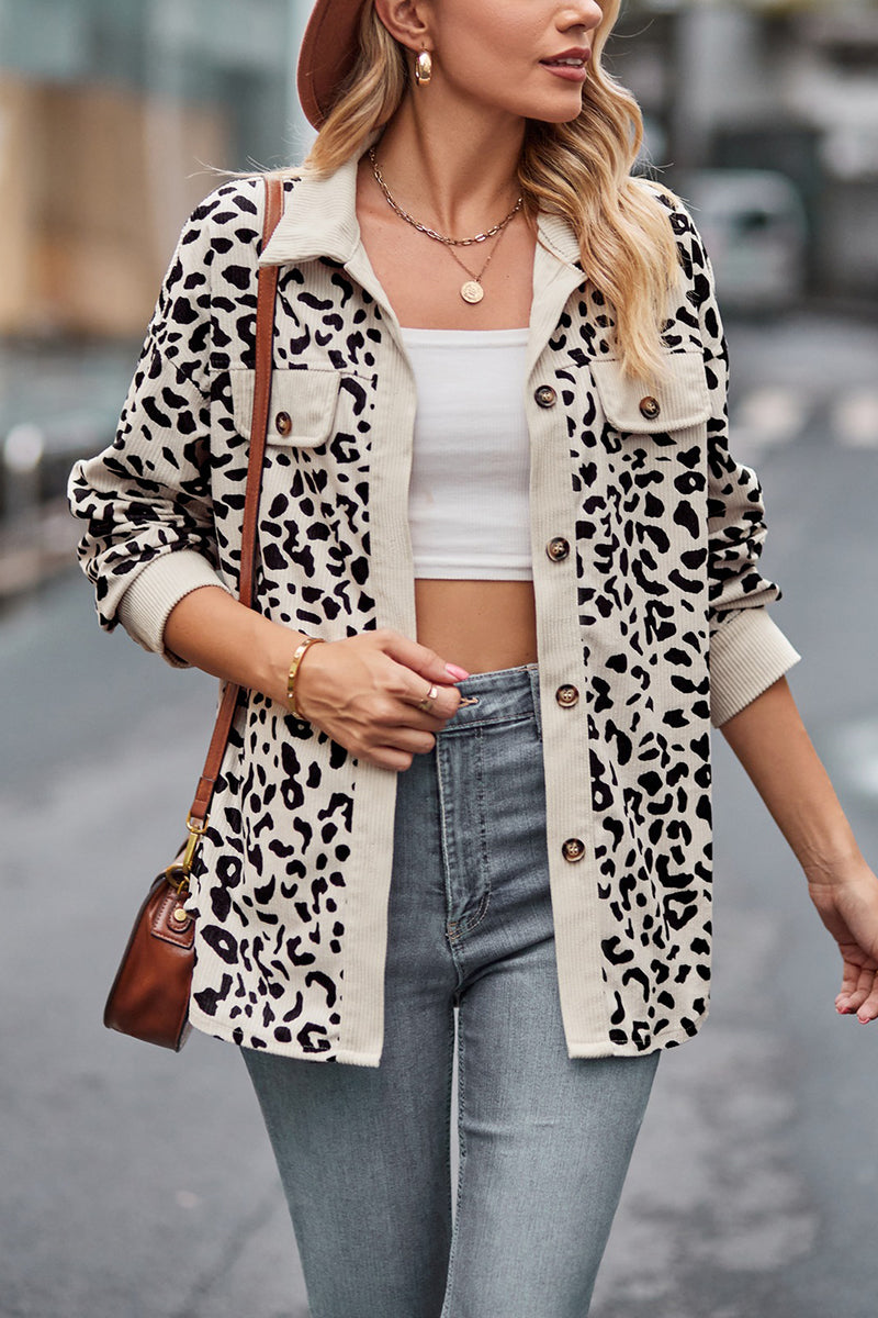 Leopard Print Button-Up Blouse