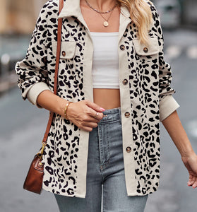 Leopard Print Button-Up Blouse