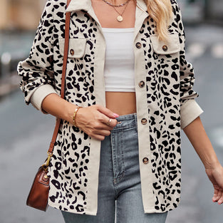 Leopard Print Button-Up Blouse