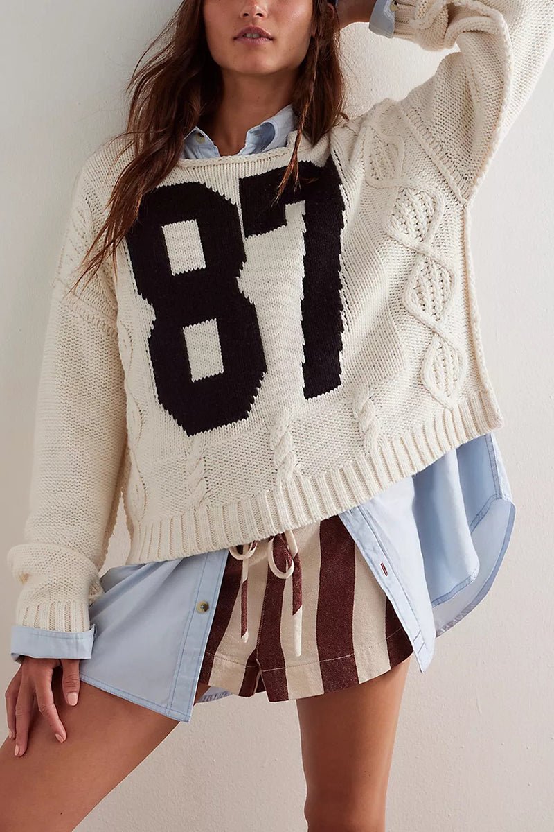 Oversized Number Knit Sweater