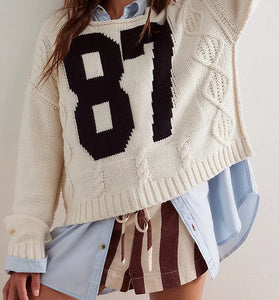 Oversized Number Knit Sweater