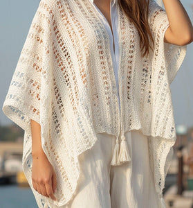 Textured Fringe Open-Front Shrug