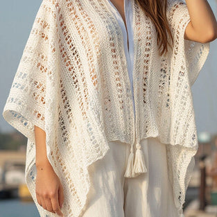 Textured Fringe Open-Front Shrug