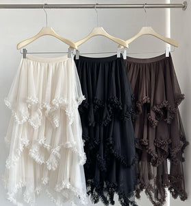 Layered Ruffle Midi Skirt