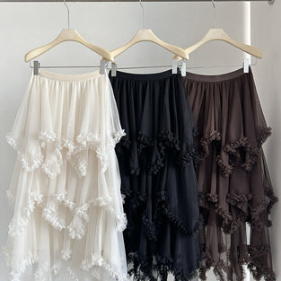 Layered Ruffle Midi Skirt