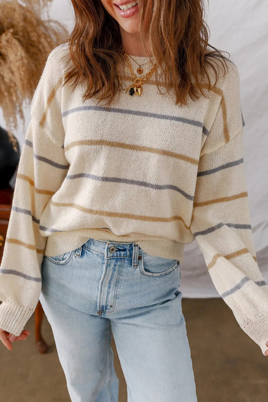 Casual Striped Knit Sweater