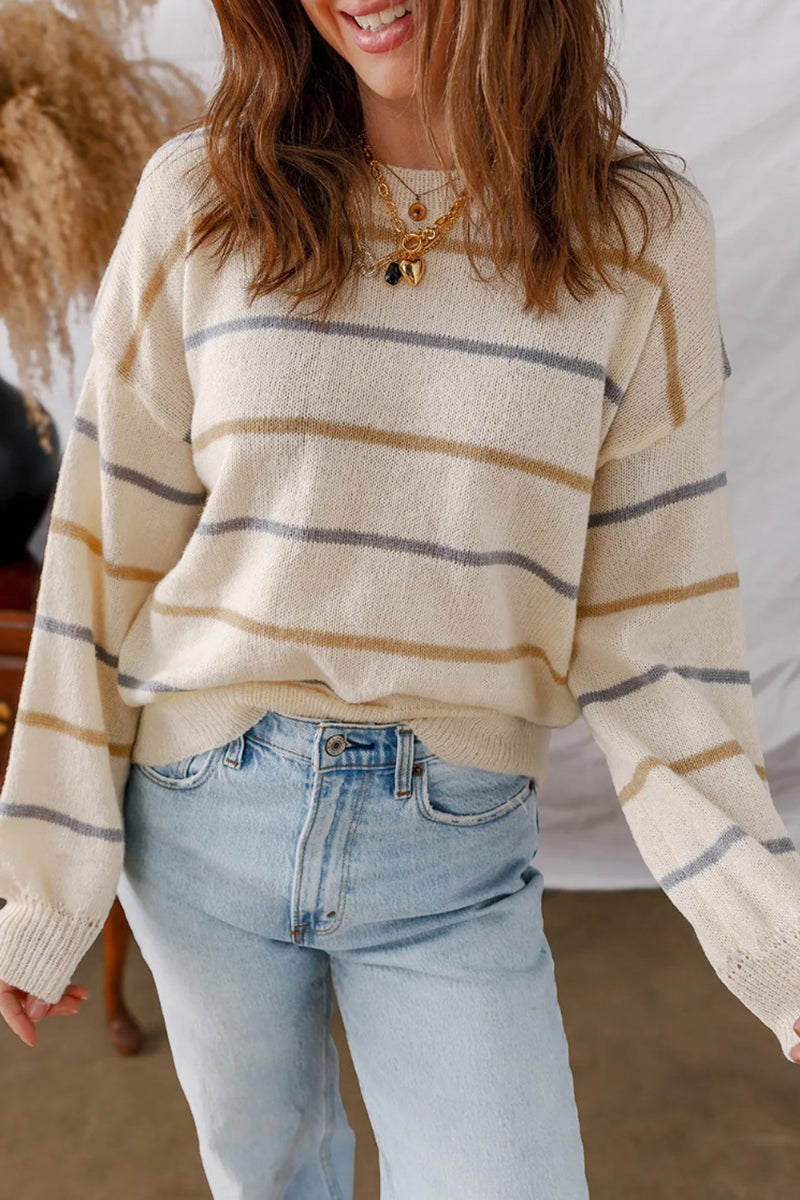 Casual Striped Knit Sweater