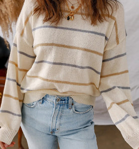Casual Striped Knit Sweater