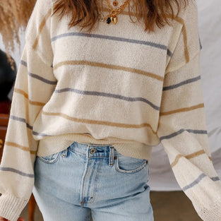 Casual Striped Knit Sweater