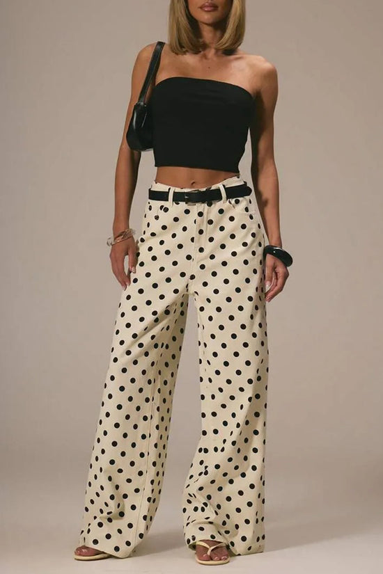 Polka Dot High-Waist Straight Jeans