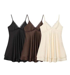 Elegant Lace Trim Slip Dress