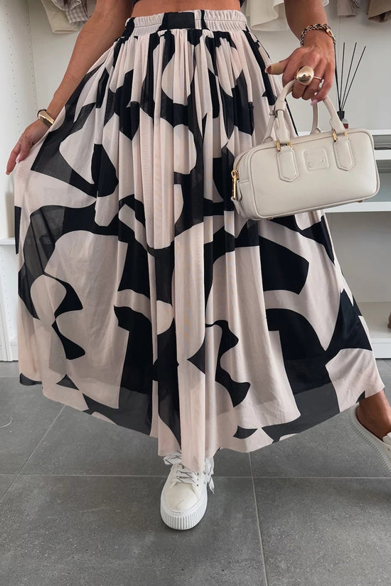 Chic Abstract Pattern Midi Skirt