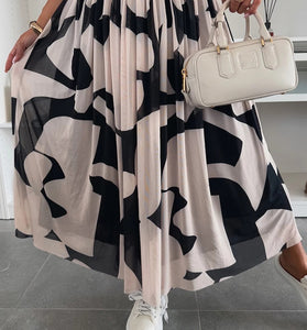Chic Abstract Pattern Midi Skirt