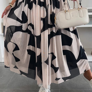 Chic Abstract Pattern Midi Skirt