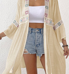 Bohemian Tie-Waist Kimono Cover-Up