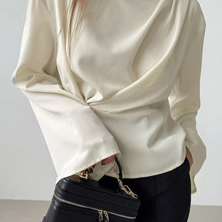Elegant Wrap Long Sleeve Blouse